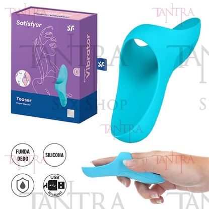 Teaser light blue Vibrador para dedo con carga UBS